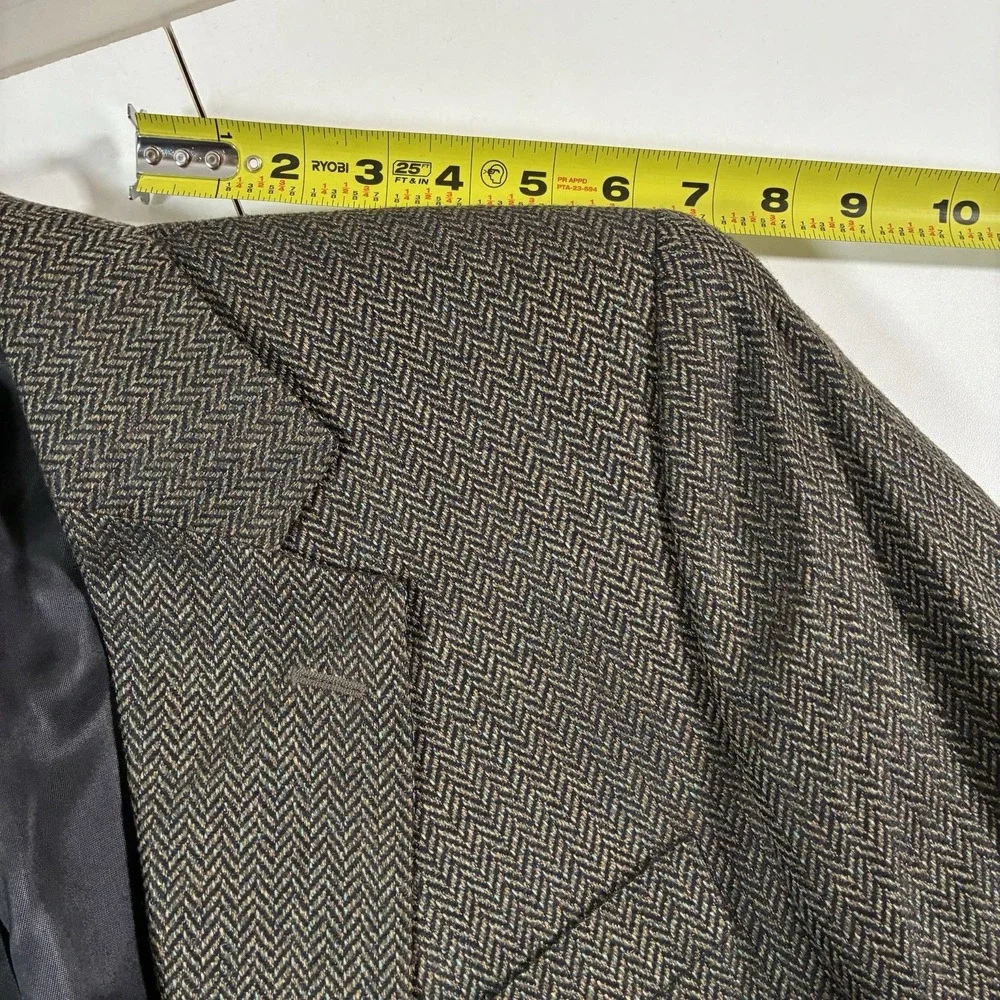 Jos A‎ Bank Silk Wool Blazer 42R Green Herringbone Sport Coat (Tag 41)